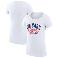 Chicago Cubs G-III 4Her by Carl Banks Women's Super-Slim Fit Lightweight Filigree Team T-Shirt - White