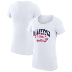 Minnesota Twins G-III 4Her by Carl Banks Women's Super-Slim Fit Lightweight Filigree Team T-Shirt - White