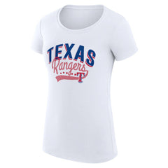 Texas Rangers G-III 4Her by Carl Banks Women's Super-Slim Fit Lightweight Filigree Team T-Shirt - White