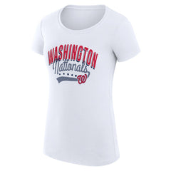 Washington Nationals G-III 4Her by Carl Banks Women's Super-Slim Fit Lightweight Filigree Team T-Shirt - White