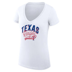 Texas Rangers G-III 4Her by Carl Banks Women's Super-Slim Fit Lightweight Filigree Team V-Neck T-Shirt - White