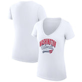 Washington Nationals G-III 4Her by Carl Banks Women's Super-Slim Fit Lightweight Filigree Team V-Neck T-Shirt - White