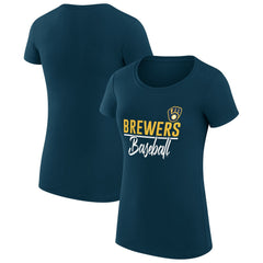 Milwaukee Brewers G-III 4Her by Carl Banks Women's Super-Slim Fit Lightweight Team Graphic T-Shirt - Navy