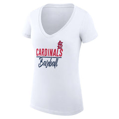 St. Louis Cardinals G-III 4Her by Carl Banks Women's Super-Slim Fit Lightweight Team Graphic V-Neck T-Shirt - White
