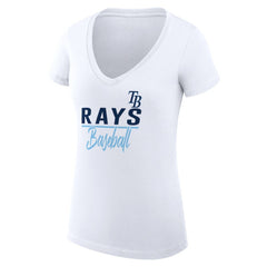 Tampa Bay Rays G-III 4Her by Carl Banks Women's Super-Slim Fit Lightweight Team Graphic V-Neck T-Shirt - White