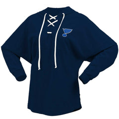 St. Louis Blues Fanatics Women's Jersey Lace-Up V-Neck Long Sleeve Hoodie T-Shirt