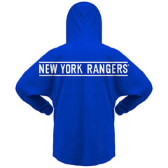 New York Rangers Fanatics Women's Jersey Lace-Up V-Neck Long Sleeve Hoodie T-Shirt