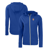 New York Mets Cutter & Buck Women's Daybreak Eco Recycled Full-Zip Hoodie - Royal