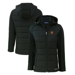Baltimore Orioles Cutter & Buck Women's Evoke Hybrid Eco Softshell Recycled Full-Zip Hoodie Jacket - Black