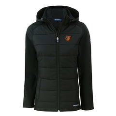 Baltimore Orioles Cutter & Buck Women's Evoke Hybrid Eco Softshell Recycled Full-Zip Hoodie Jacket - Black