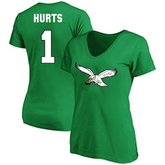 NFL Philadelphia Eagles Jalen Hurts Women's Plus Size Fair Catch Name & Number Scoop Neck T-Shirt