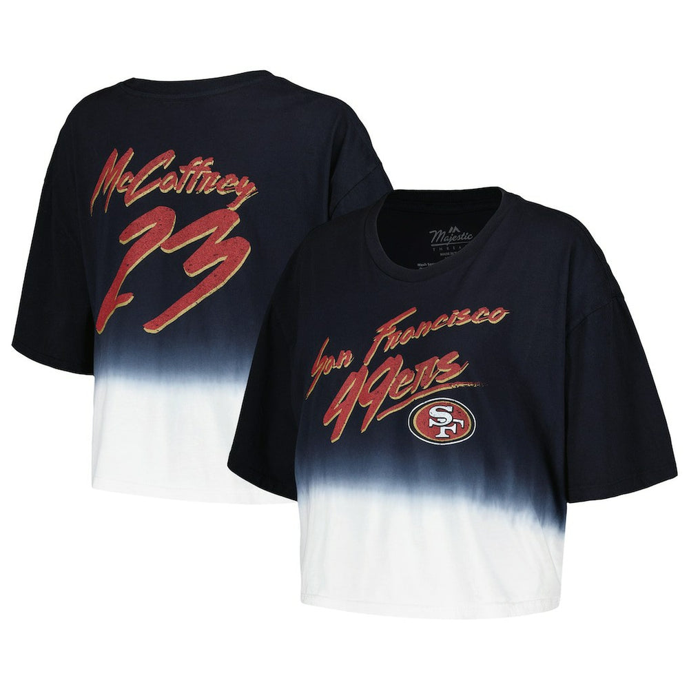 NFL San Francisco 49ers Christian McCaffrey Majestic Threads Women's Dip-Dye Player Name & Number Crop Top