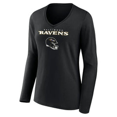 NFL Baltimore Ravens Lamar Jackson Women's Team Wordmark Long Sleeve V-Neck T-Shirt