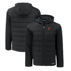 San Francisco Giants Cutter & Buck Evoke Hybrid Eco Softshell Recycled Full-Zip Hoodie - Black