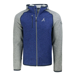 Atlanta Braves Cutter & Buck Mainsail Full-Zip Hooded Jacket - Royal/Heather Gray
