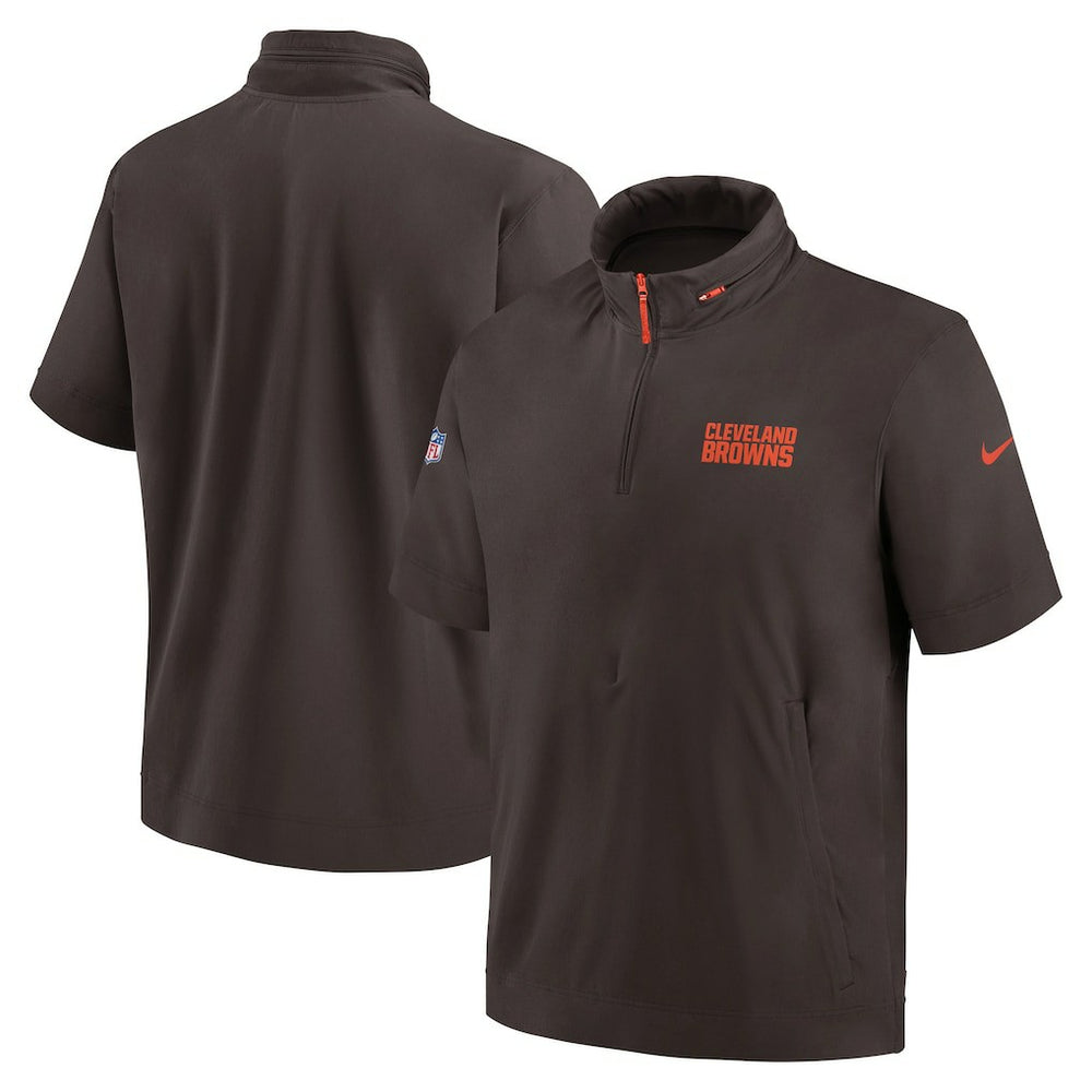 NFL Cleveland Browns 2024 Sideline Coach Short Sleeve Half-Zip Hoodie Jacket