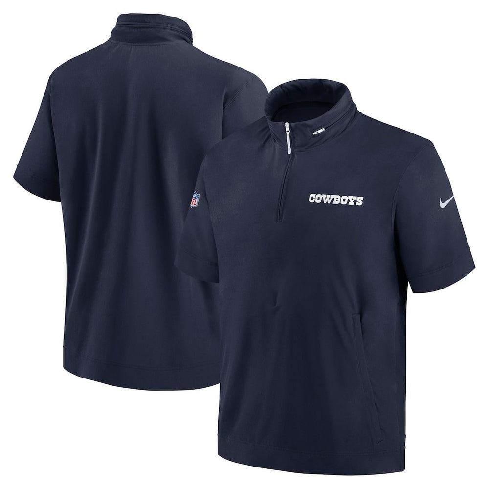NFL Dallas Cowboys 2024 Sideline Coach Short Sleeve Half-Zip Hoodie Jacket