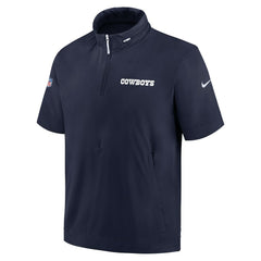 NFL Dallas Cowboys 2024 Sideline Coach Short Sleeve Half-Zip Hoodie Jacket