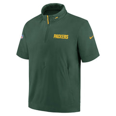 NFL Green Bay Packers 2024 Sideline Coach Short Sleeve Half-Zip Hoodie Jacket
