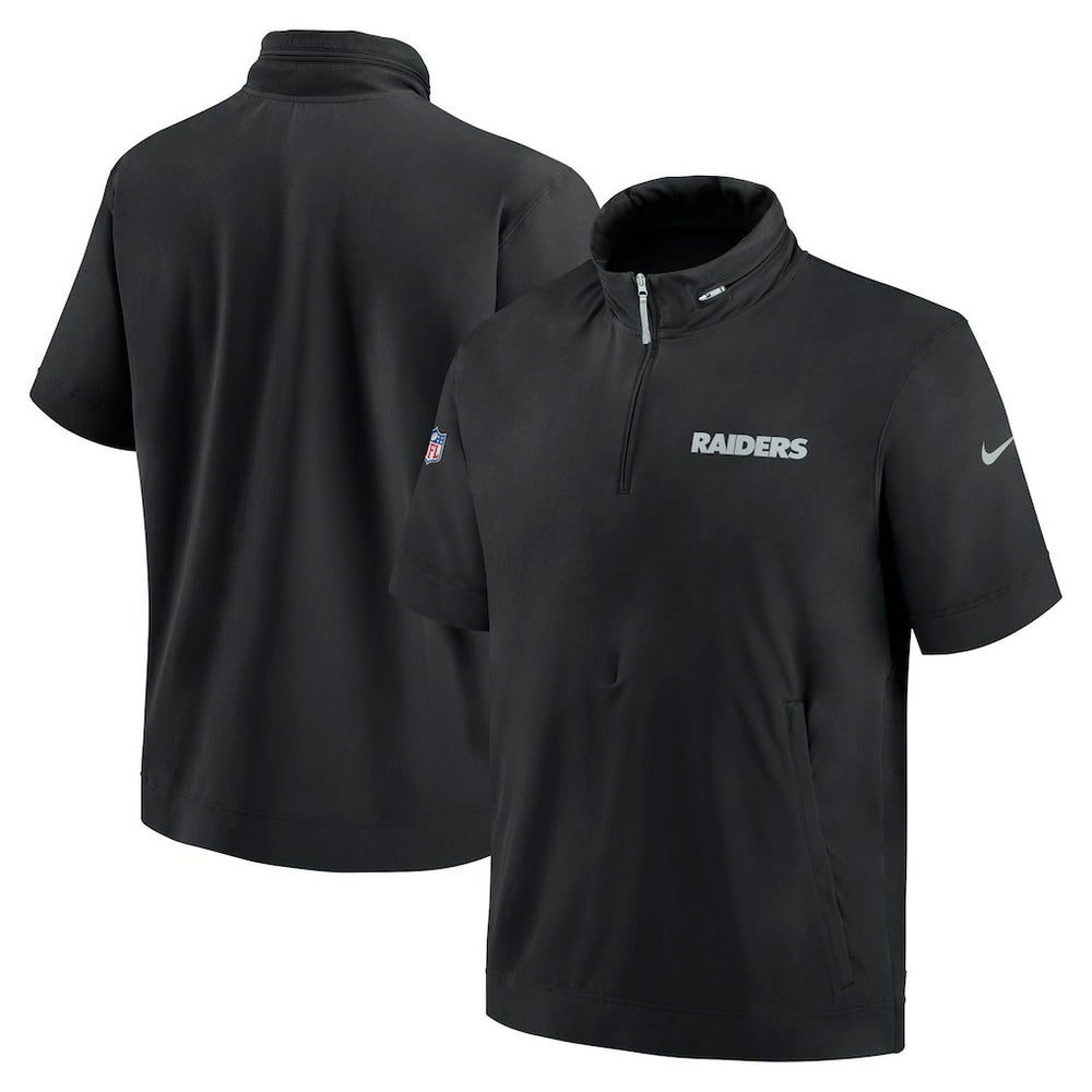 NFL Las Vegas Raiders 2024 Sideline Coach Short Sleeve Half-Zip Hoodie Jacket