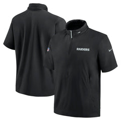 NFL Las Vegas Raiders 2024 Sideline Coach Short Sleeve Half-Zip Hoodie Jacket