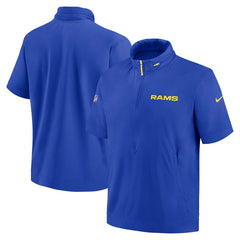 NFL Los Angeles Rams 2024 Sideline Coach Short Sleeve Half-Zip Hoodie Jacket