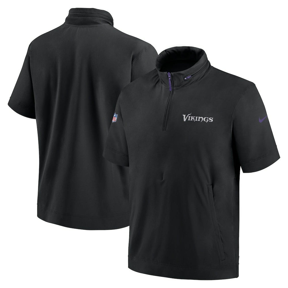 NFL Minnesota Vikings 2024 Sideline Coach Short Sleeve Half-Zip Hoodie Jacket