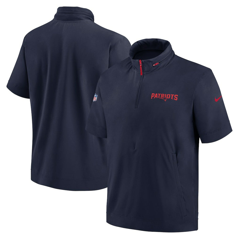 NFL New England Patriots 2024 Sideline Coach Short Sleeve Half-Zip Hoodie Jacket