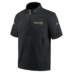 NFL New Orleans Saints 2024 Sideline Coach Short Sleeve Half-Zip Hoodie Jacket