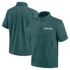 NFL Philadelphia Eagles 2024 Sideline Coach Short Sleeve Half-Zip Hoodie Jacket