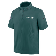 NFL Philadelphia Eagles 2024 Sideline Coach Short Sleeve Half-Zip Hoodie Jacket