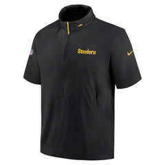 NFL Pittsburgh Steelers 2024 Sideline Coach Short Sleeve Half-Zip Hoodie Jacket
