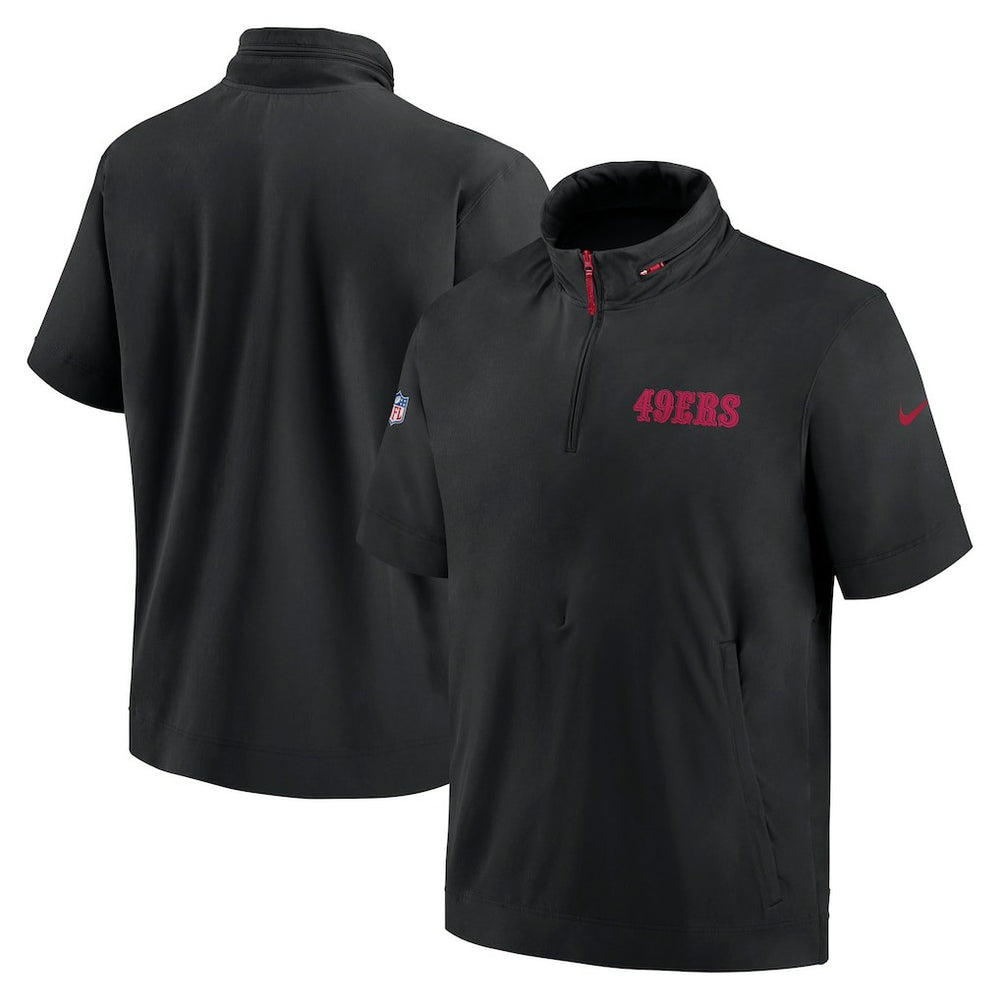NFL San Francisco 49ers 2024 Sideline Coach Short Sleeve Half-Zip Hoodie Jacket