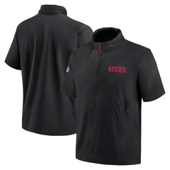 NFL San Francisco 49ers 2024 Sideline Coach Short Sleeve Half-Zip Hoodie Jacket