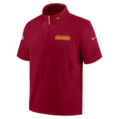 NFL Washington Commanders 2024 Sideline Coach Short Sleeve Half-Zip Hoodie Jacket