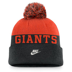 San Francisco Giants Rewind Peak Cuffed Knit Hat with Pom - Black | Nike