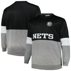 Brooklyn Nets Big & Tall Split Pullover Sweatshirt - Black/Heather Gray | Fanatics cheap