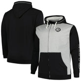 Brooklyn Nets Big & Tall Contrast Pieced Stitched Full-Zip Hoodie - Black/Heather Gray | Fanatics online
