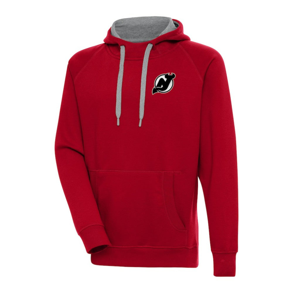 New Jersey Devils Antigua Metallic Logo Victory Pullover Hoodie