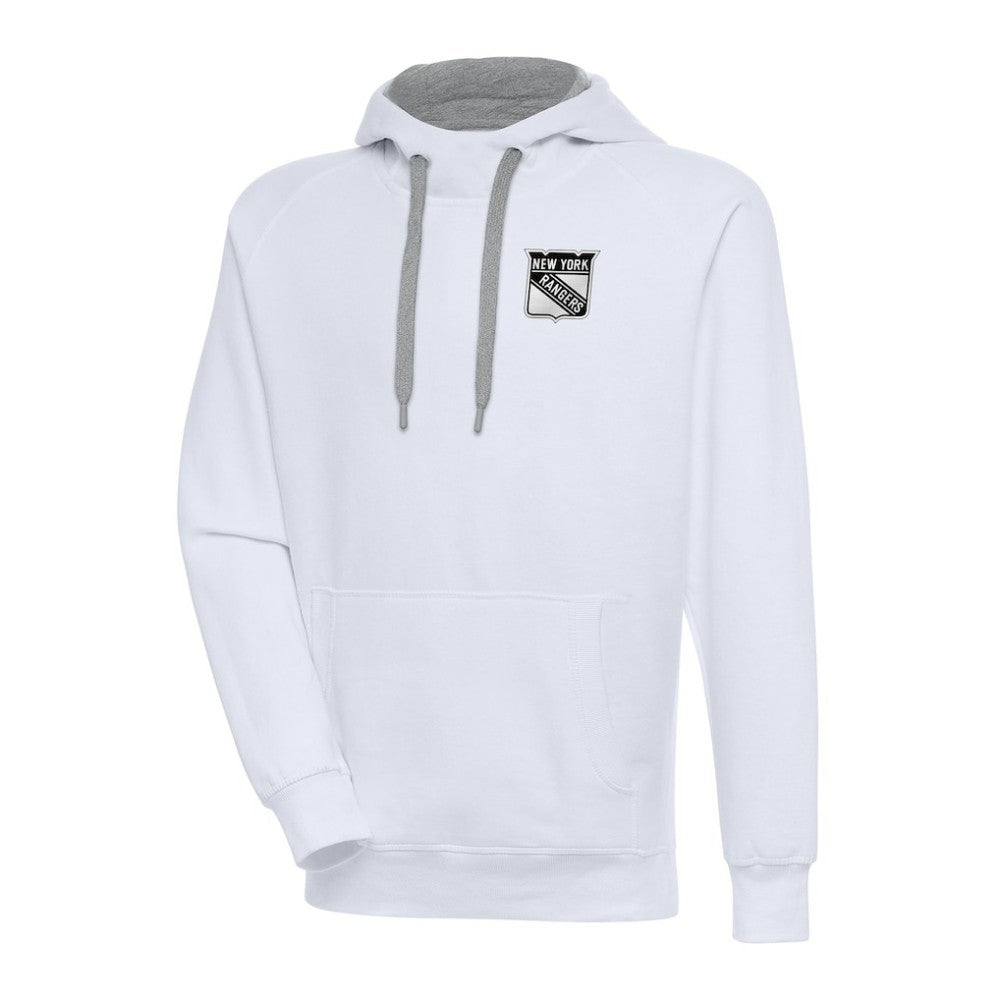 New York Rangers Antigua Metallic Logo Victory Pullover Hoodie