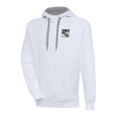 New York Rangers Antigua Metallic Logo Victory Pullover Hoodie