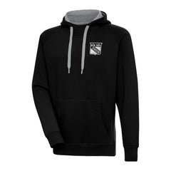 New York Rangers Antigua Metallic Logo Victory Pullover Hoodie