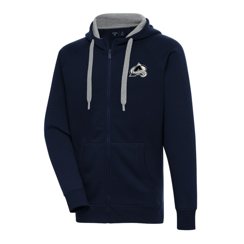 Colorado Avalanche Antigua Metallic Logo Victory Full-Zip Hoodie