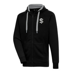 Seattle Kraken Antigua Metallic Logo Victory Full-Zip Hoodie