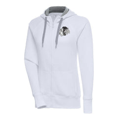 Chicago Blackhawks Antigua Women's Metallic Logo Victory Full-Zip Hoodie