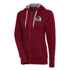 Colorado Avalanche Antigua Women's Metallic Logo Victory Full-Zip Hoodie
