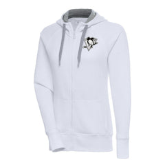 Pittsburgh Penguins Antigua Women's Metallic Logo Victory Full-Zip Hoodie