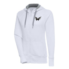 Washington Capitals Antigua Women's Metallic Logo Victory Full-Zip Hoodie
