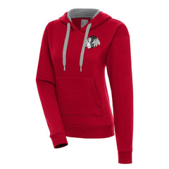 Chicago Blackhawks Antigua Women's Metallic Logo Victory Pullover Hoodie
