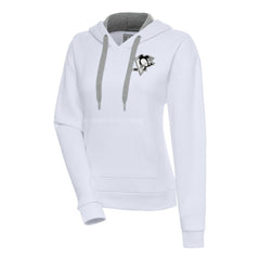 Pittsburgh Penguins Antigua Women's Metallic Logo Victory Pullover Hoodie